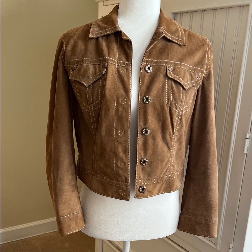 Elie Tahari Tan Suede Jacket